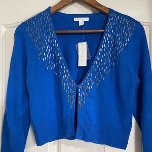 NY&C Women’s Blue Crop Cardigan Sweater Size XS NWT